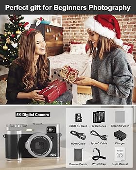Amazon | 写真用5Kデジタルカメラ、48MPオートフォーカスVlog
